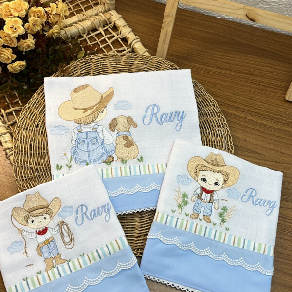 Fralda Tradicional 3 peças Bordada